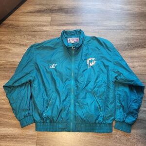 Teal Windbreaker Jacket with Logo Accents Vintage 1980